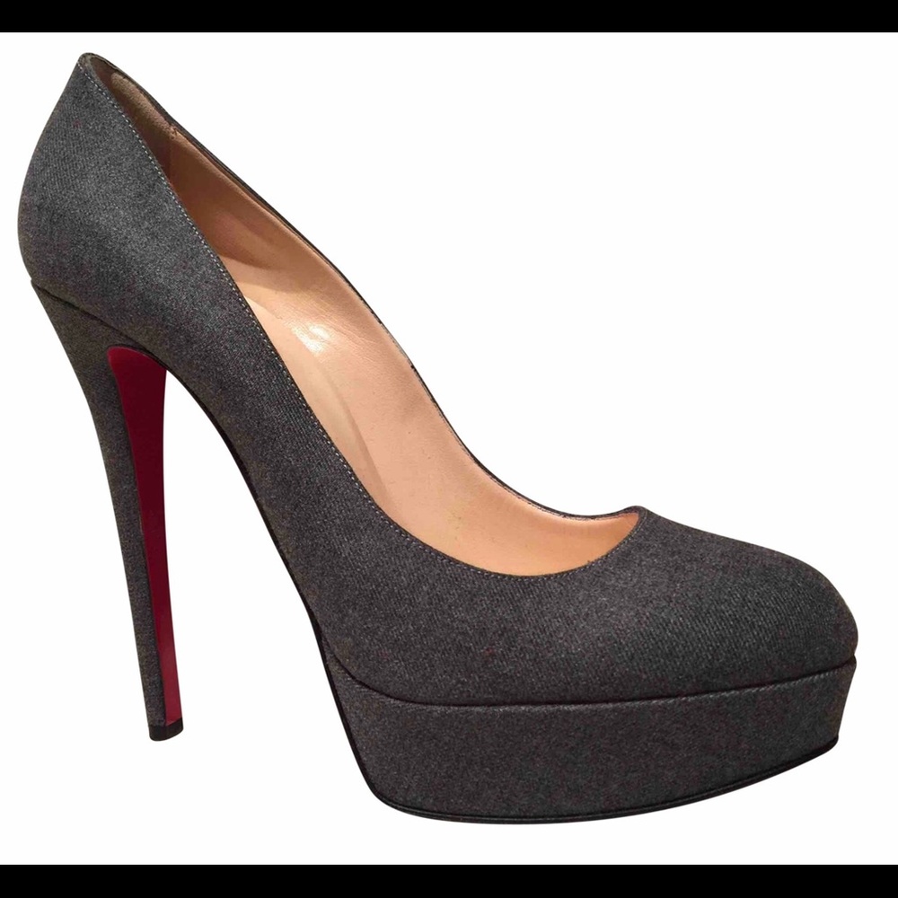 Christian Louboutin Gray “Bianca” Wool Platforms